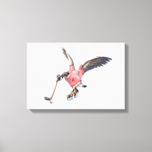 Canada Goose Playing Hockey Canvas Print