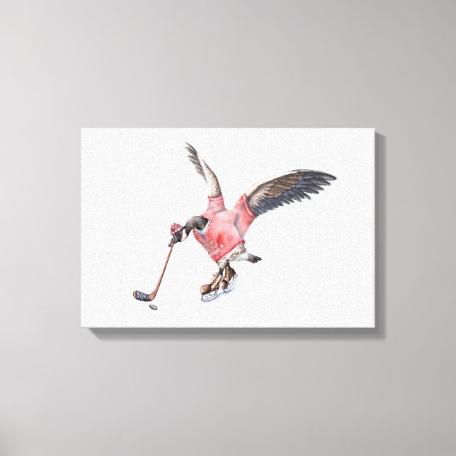 Canada Goose Playing Hockey Canvas Print (Front)