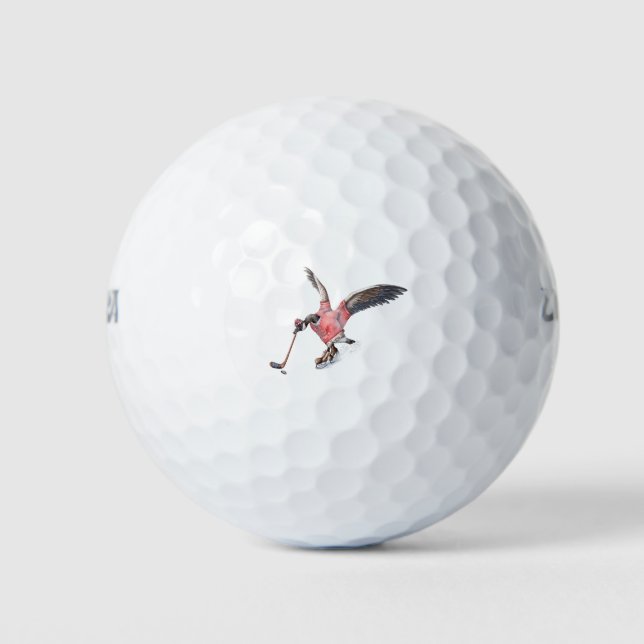 Canada Goose Playing Hockey Golf Balls (Front)