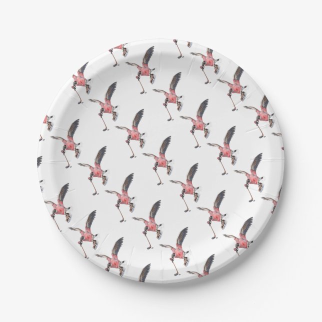 Canada Goose Playing Hockey Paper Plate (Front)