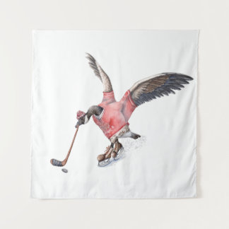 Canada Goose Playing Hockey Tapestry