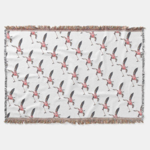 Canada Goose Playing Hockey Throw Blanket