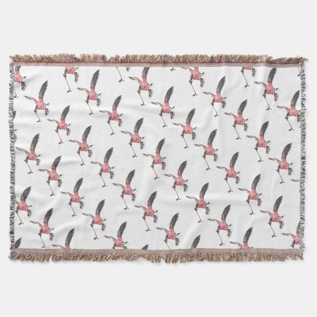 Canada Goose Playing Hockey Throw Blanket (Front)