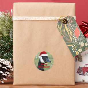 Canada Goose Wearing Red Santa Hat Holiday Classic Round Sticker