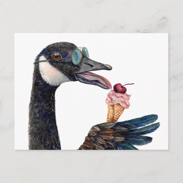 Canada Goose with Ice Cream Postcard (Front)