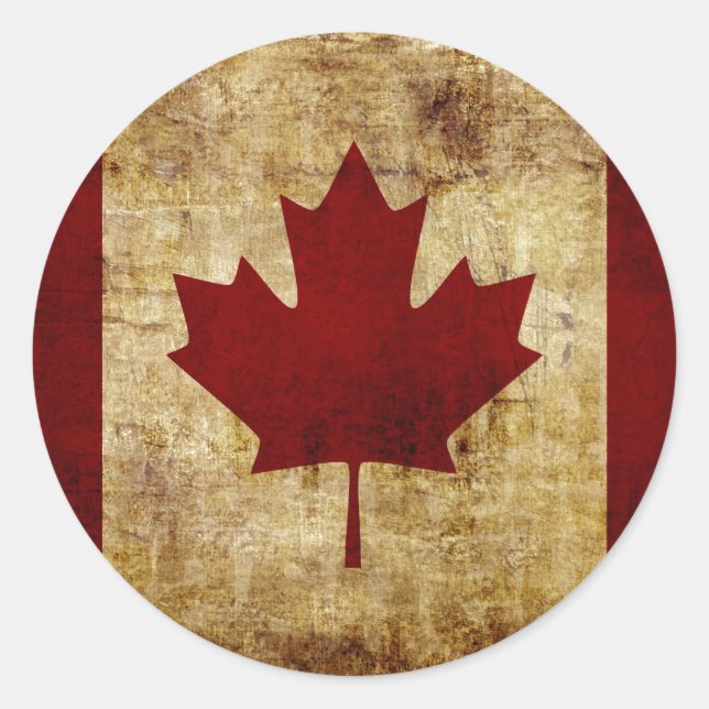 Canada / grunged Flag Classic Round Sticker (Front)