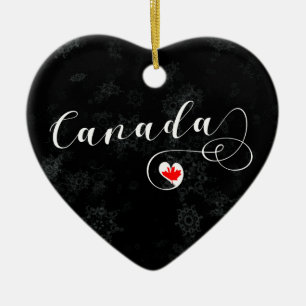 Canada Heart, Christmas Tree Ornament, Canadian Ceramic Tree Decoration