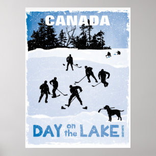 Canada Hockey Day on the Lake Pond Hockey Poster
