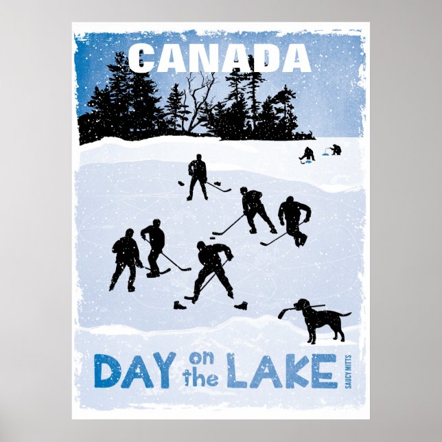Canada Hockey Day on the Lake Pond Hockey Poster (Front)