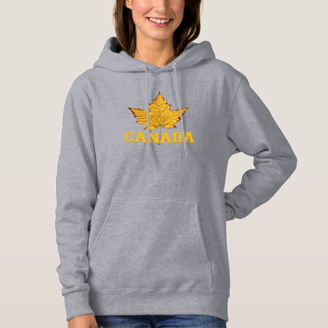 Canada Hoodies Women's Gold Maple Leaf Hoodie Shir (Front)