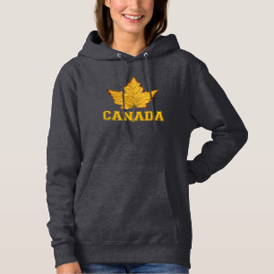 Canada Hoodies Women's Gold Maple Leaf Hoodie Shir