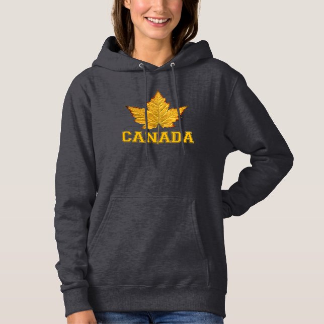 Canada Hoodies Women's Gold Maple Leaf Hoodie Shir (Front)