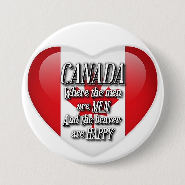 Canada Humour Heart Flag Button (Front)