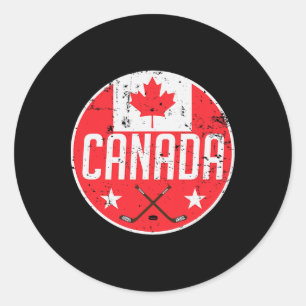 Canada Ice Hockey Flag Jersey Supporter Canadian F Classic Round Sticker