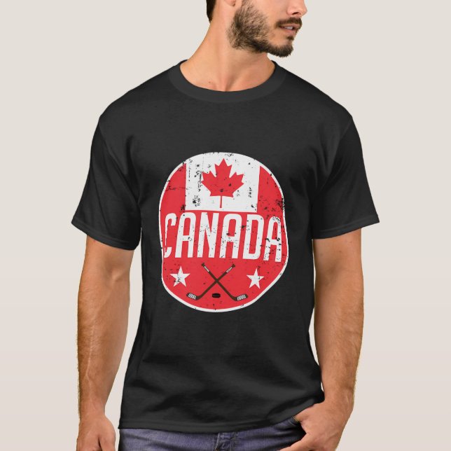 Canada Ice Hockey Flag Jersey Supporter Canadian F T-Shirt (Front)