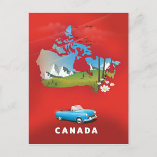 Canada illustrated travel print. postcard