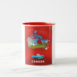 Canada illustrated travel print. Two-Tone coffee mug