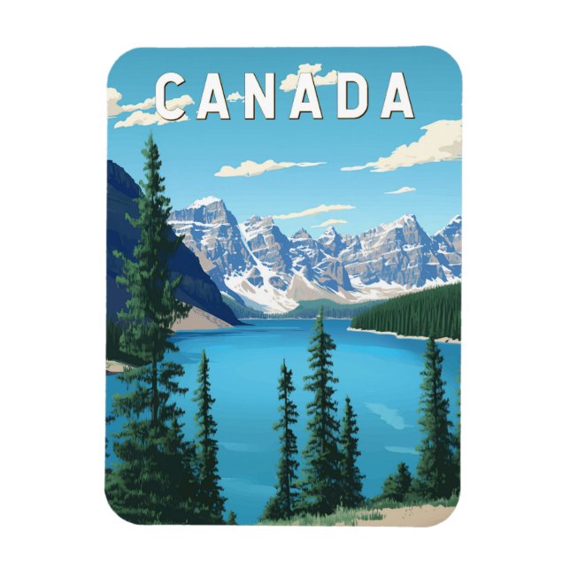 Canada Illustration Travel Art Vintage Magnet (Vertical)