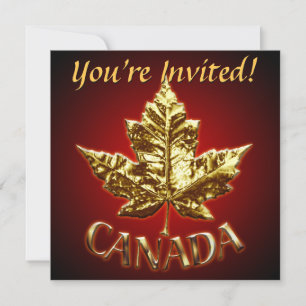 Canada Invitations Personalised Gold Canada RSVP
