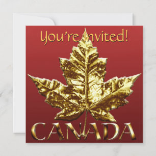 Canada Invitations Personalised Gold Canada RSVP