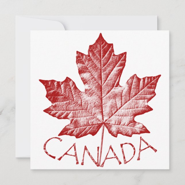Canada Invitations Personalised Maple Leaf CN RSVP (Front)