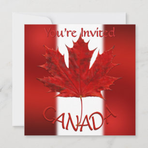 Canada Invitations Personalised Maple Leaf CN RSVP