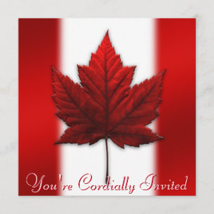 Canada Invitations Personalised Maple Leaf CN RSVP