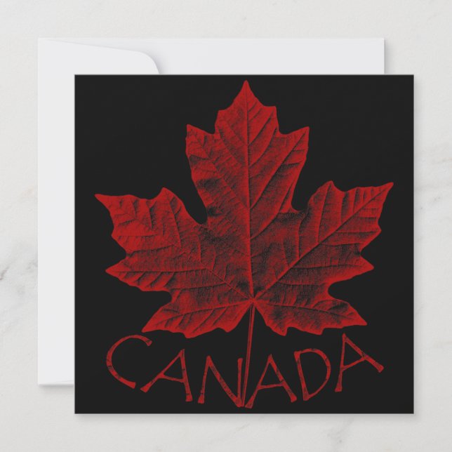 Canada Invitations Personalised Maple Leaf CN RSVP (Front)