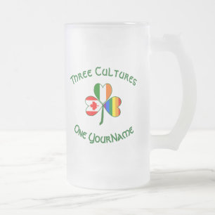 Canada Ireland LGBTQ Shamrock Personalised Text Frosted Glass Beer Mug