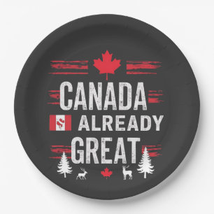 Canada is already great Anti MAGA Anti-Trump Paper Plate