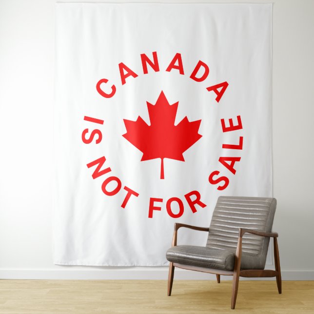 Canada is not for sale red maple leaf typography tapestry (In Situ)