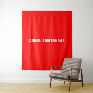 Canada is not for sale red white text minimalist tapestry