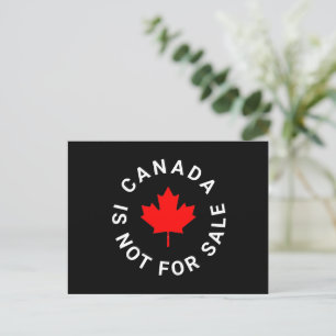 Canada is not for sale text red maple leaf black postcard
