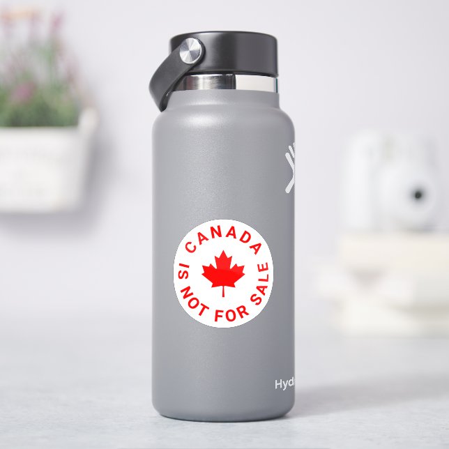 Canada is not for sale text red maple leaf round (HydroFlask)