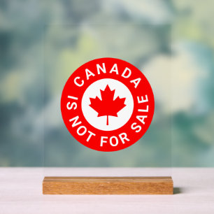 Canada is not for sale typography red maple leaf acrylic sign
