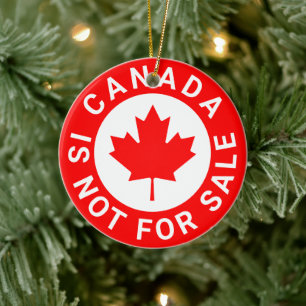 Canada is not for sale typography red maple leaf ceramic tree decoration
