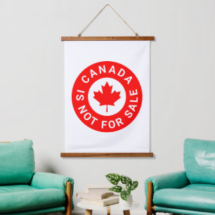 Canada is not for sale typography red maple leaf hanging tapestry