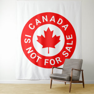 Canada is not for sale typography red maple leaf tapestry