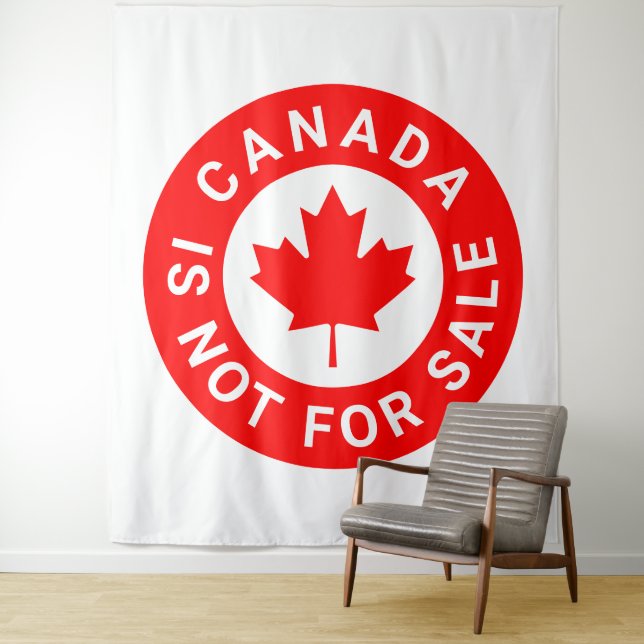 Canada is not for sale typography red maple leaf tapestry (In Situ)