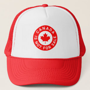 Canada is not for sale typography red maple leaf trucker hat