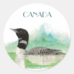 Canada Keepsake Loon Classic Round Sticker