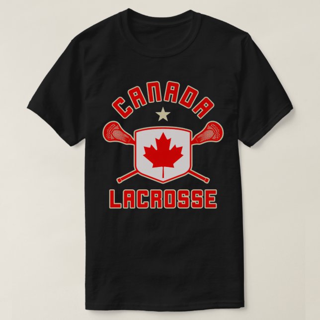 Canada Lacrosse t Flag Lax Sticks T-Shirt (Design Front)