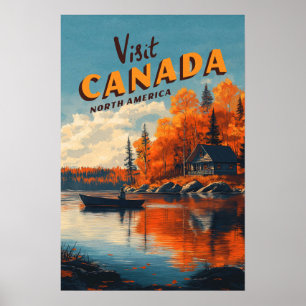 Canada Lake Fishing Travel Poster
