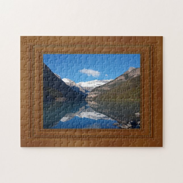 Canada Lake Louise Rocky Mountain Wood Frame Print Jigsaw Puzzle (Horizontal)