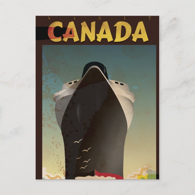 Canada Liner Vintage Travel Poster Postcard (Front)