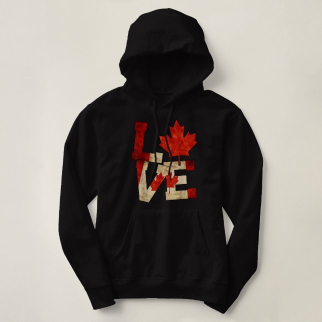 Canada Love Maple Leaf Patriotic Canadian Flag Hoodie (Design Front)