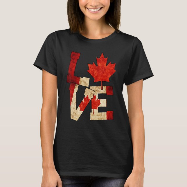 Canada Love Maple Leaf  Patriotic Canadian Flag T-Shirt (Front)
