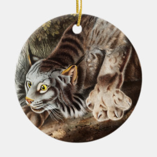 Canada Lynx (Lynx Canadensis) Illustration Ceramic Tree Decoration
