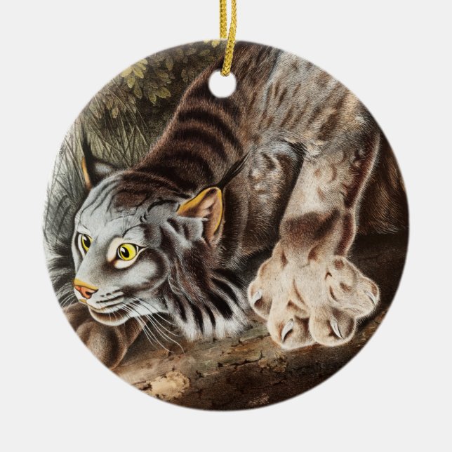 Canada Lynx (Lynx Canadensis) Illustration Ceramic Tree Decoration (Front)