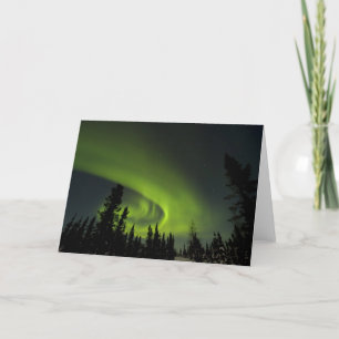 Canada, Manitoba. View of aurora borealis and Card